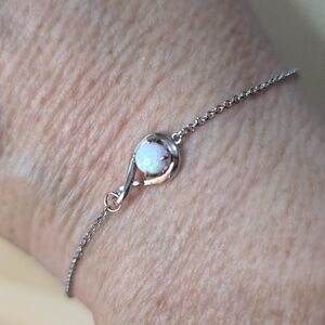 OPAL MINIMALIST BRACELET IN STERLING 925 SILVER ADJUSTABLE TO  6,7,8 IN WRIST